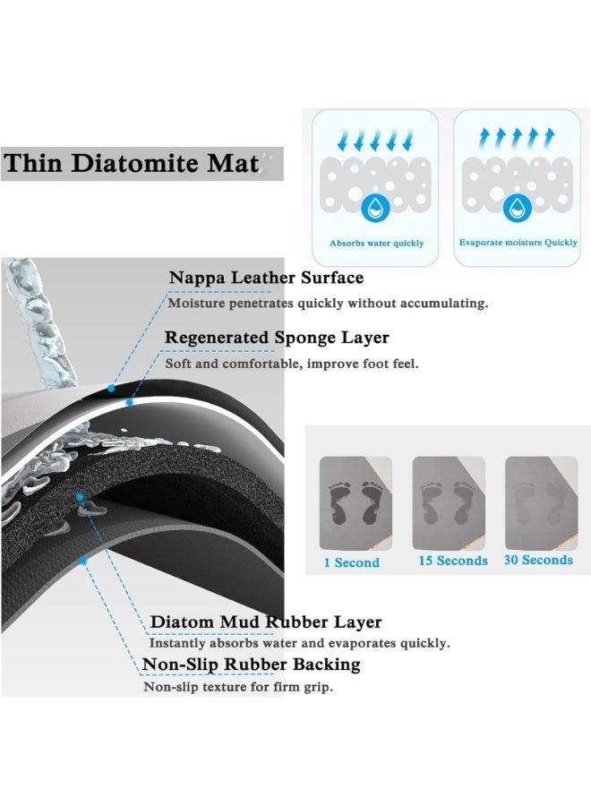 شو وو سجادة حمام دياتوم، سجادات أرضية الحمام مضادة للانزلاق وسجادة حمام سريعة الجفاف، سجادة حوض استحمام فائقة الامتصاص مع سجادة غير قابلة للانزلاق، سميكة وناعمة وسهلة التنظيف، 50 × 80 سم - Image 3